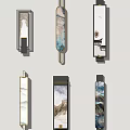 Various Modern Wall Lamps with Artistic Patterns and Metallic Frames for Home 3d model