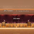 Elegant Costume Jewelry Store Interior With Gold Counters And Lighting Design