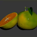 Fresh Ripe Orange Whole And Sliced With Green Leaf On Dark Background