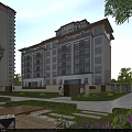 Modern Residential Building Featuring Landscaped Garden Greenery And Wooden Deck Pathways