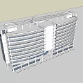 Modern Multi Storey Building Exterior With Curved Design And Glass Windows