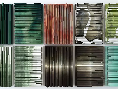 Colorful Textured Modern Wall Decor With Various Colored Strips And Patterns For Interior Design 3d model