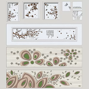 New Chinese Style Landscape Wall Flower Culture Landscape Wall 3d model