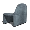Modern Gray Velvet Single Sofa With Curved Backrest For Interior Design 3d model