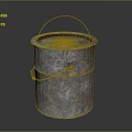 Vintage Rustic Metal Bucket With Handle And Secure Lid For Storage Use