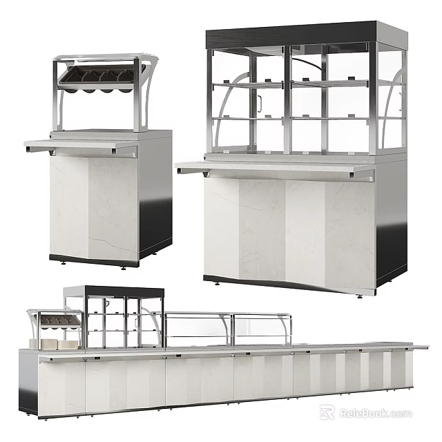 Modern Display Cabinets And Shelves With Stainless Steel Frame And Marble Countertop For Retail 3d model 