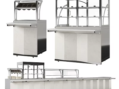 Modern Display Cabinets And Shelves With Stainless Steel Frame And Marble Countertop For Retail 3d model