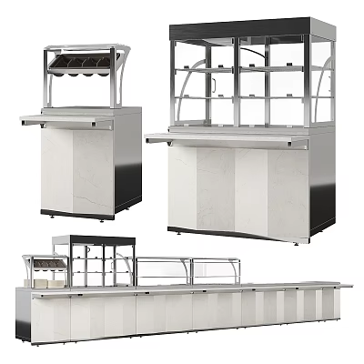 Modern Display Cabinets And Shelves With Stainless Steel Frame And Marble Countertop For Retail 3d model