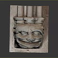 Vintage Stone Architectural Carving With Detailed Animal Head Decorative Element
