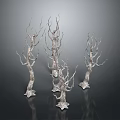 Natural Branch Sculptures with Wooden Trunks and Stone Bases for Indoor Home Decor