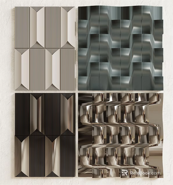 Modern Geometric Wall Decor With 3D Metal Textured Patterns And Designs 3d model 