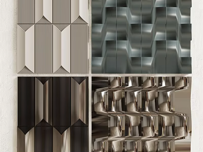 Modern Geometric Wall Decor With 3D Metal Textured Patterns And Designs 3d model