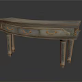 Vintage Console Table Furniture With Curved Top Decorative Drawers And Carved Wooden Legs