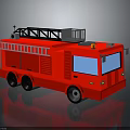 Detailed Red Fire Truck With Ladder And Top Equipment 3D Rendering
