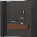 Elegant Modern Wine Cabinet Interior With Red Wine Bottles Glasses And Lighting
