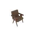 Two Brown Leisure Chairs With Fabric Upholstery Wooden Legs And Modern Design
