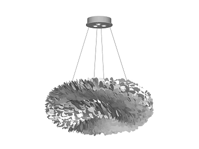 Modern Artistic Chandelier With Circular Shade And Leaf Like Decorative Elements 3d model