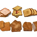 Various Fresh Baked Bread Types Including Sliced Toast and Strawberry Topped Pieces