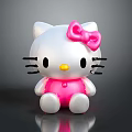 Cute Hello Kitty Stuffed Toy With White Body Pink Bow Black Whiskers And Yellow Nose