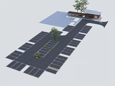 Eco Friendly Parking Lot With Multiple Spaces Green Trees And Central Landscaped Area 3d model
