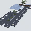 Eco Friendly Parking Lot With Multiple Spaces Green Trees And Central Landscaped Area