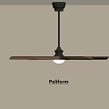 Poliform Ceiling Fan Light With Wooden Blades Black Downrod And White Light
