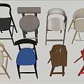 Assorted Modern Bar Stools With Different Colors And Wooden Metal Frames 3d model