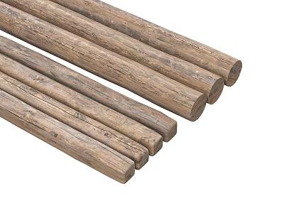 Natural Stone Wood Logs With Textured Surface For Construction And Decoration 3d model