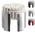 Modern Stool With Geometric Pattern Fabric Seat And Metal Legs In Multiple Colors