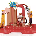 Glorious Labor Day Celebration Stage With Workers Balloons And Lights 3d model
