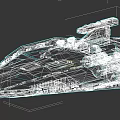 Futuristic Sci Fi Warship With Gray Hull Red Stripes And Command Tower 3d model