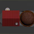 Mobile Street Food Cart Design With Red Roof Brown Dome And Green Side Panels
