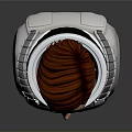 Sci Fi Character Head Model With Brown Hair White Helmet And Blue Button