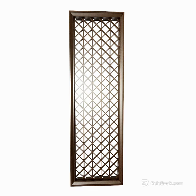Wooden Room Divider With Geometric Lattice Pattern For Interior Space Separation 3d model