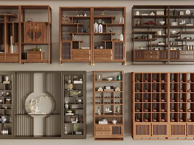 Various Designs Of Wooden Curio Cabinet With Storage Compartments For Home Decor Living Room 3d model
