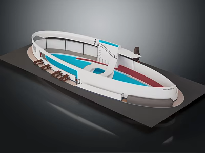Circular Architectural Model Display With White Structure Pool Area Seating And Staircase 3d model