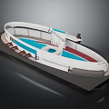 Circular Architectural Model Display With White Structure Pool Area Seating And Staircase