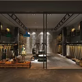 Modern Stylish Clothing Store Interior Featuring Fashion Apparel Display Racks And Warm Lighting