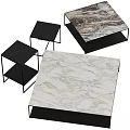 Modern Coffee Table Design With Sleek Marble Top And Black Metal Frame Structure 3d model