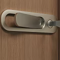 Sleek Modern Metal Door Handle Installed on Wooden Door with Key in Lock