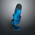 Professional Blue Microphone with Spiral Stand and Black Mesh Design