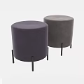 Stylish Purple and Gray Upholstered Ottomans with Black Slim Legs for Living Room