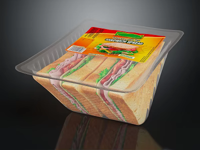 Transparent Plastic Container With Fresh Chicken Salad Sandwiches Ready To Eat 3d model