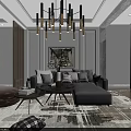 Modern Living Room Coffee Table With Gray Sofa Geometric Pillows And Area Rug