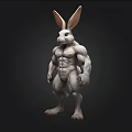 Muscular Anthropomorphic Rabbit 3D Render With Strong Physique And Large Ears 3d model