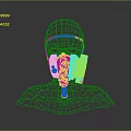 Red Protective Helmet Mask With Wireframe Design And 3D Structured Fashion Accessory