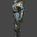 Man In Shiny Silver Medieval Armor With Golden Accents And Intricate Details