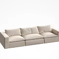 Modern Three-seater Beige Fabric Sofa With Cushioned Seats And Backrest Design 3d model