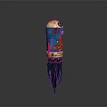 Vibrant Colorful Rocket Model With Blue Yellow Design And Flame Thrusters For Space Exploration
