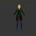Sleek Game Movie Character With Black Coat And Light Colored Hair In Adventure Theme